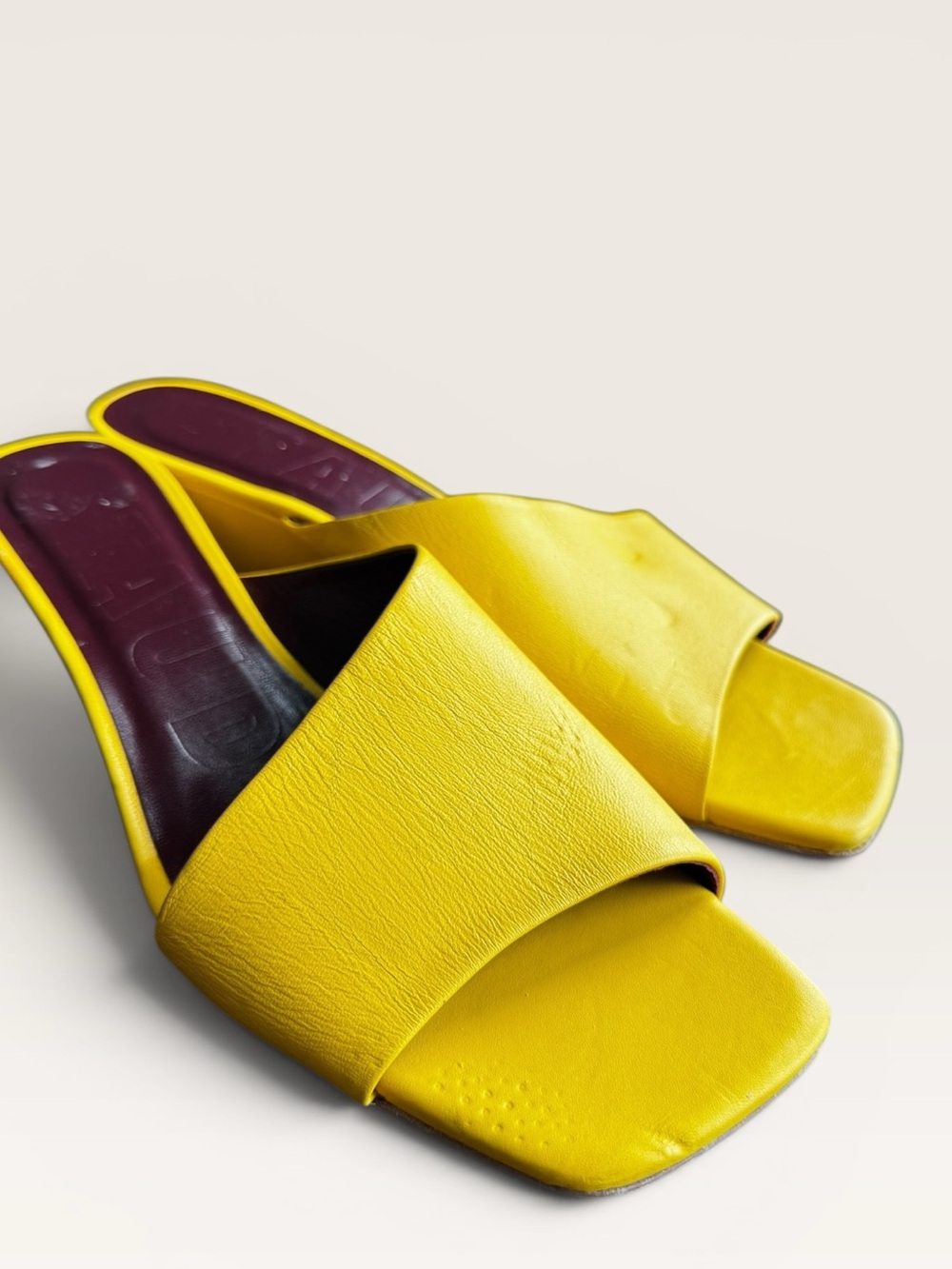 NEW! STAUD Nevil Leather Wedge Mules in the color "Goldie" US 9